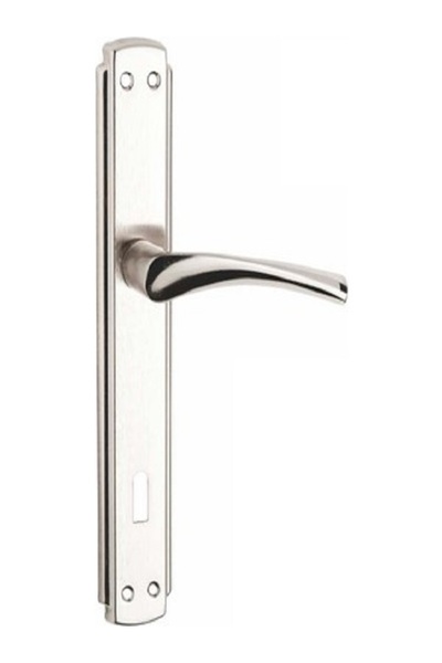 bym yapı Σετ λαβής πόρτας δωματίου σε χρώμα νίκελ Bravo, με μπροστινή και πίσ...