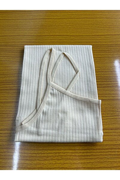 ERŞAH Kadın Ten Pamuklu İp Askılı Çizgili Atlet 4400