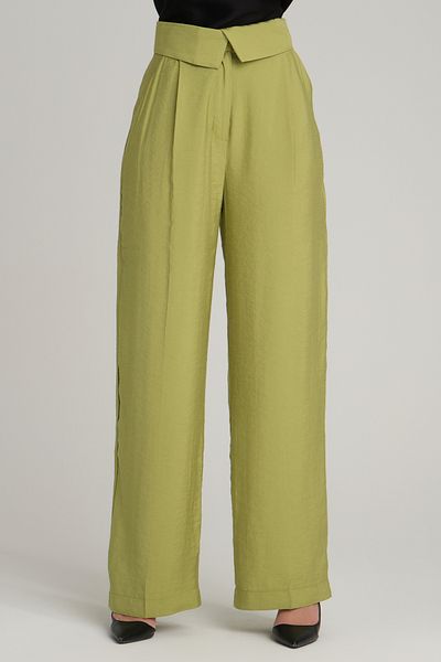 Quzu High Waist Fold Detailed Pleated Trousers
