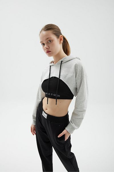 Mood Lab Hooded 2-Piece CROP SWEATSHIRT
