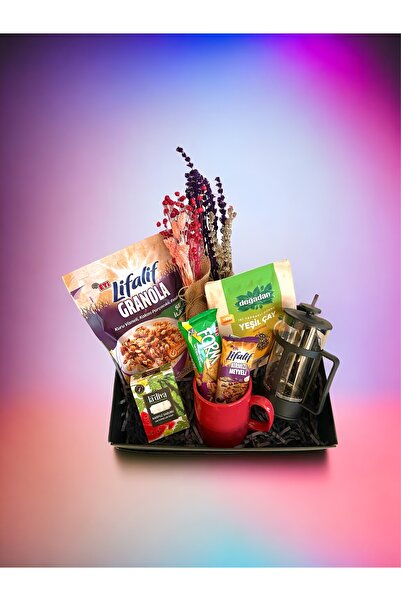 Leila Home Living Hediye Sepeti Sağlıklı Atıştırma,French Press, Çikolata,Kup...