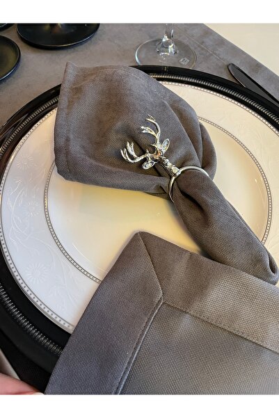 Decamor home 6-Piece Carefree Fabric Napkin Velvet Textured Anthracite Smoke Dark Gray Napkin