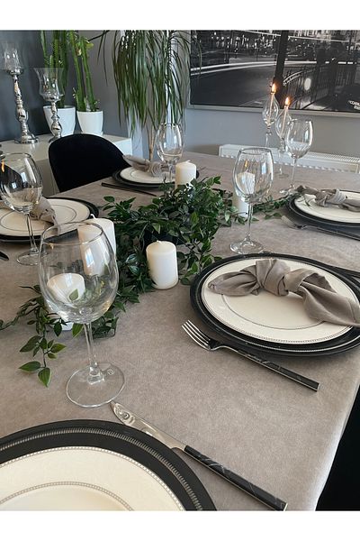Decamor home 6-Piece Carefree Velvet Textured Gray Fabric Napkin