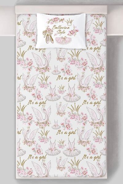 Tuğba Kuğu Cotton Satin Fitted Sheet (90X190 20) Pillow Case (50X70) - For Baby Series