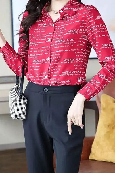 TRENDBUTİKOFFİCİAL Printed Digital Printed Crepe Fabric Shirt