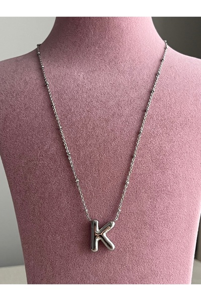 jueves Xuping قلادة فولاذية بالون حرف K 50 سم فضي