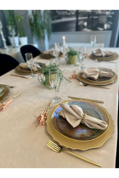Decamor home 6-Piece Carefree Fabric Napkin Velvet Textured Stone Color Napkin