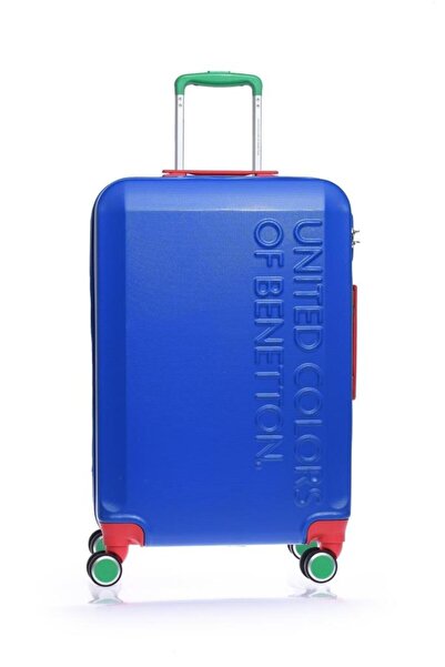 Benetton Orta Boy %100 Policarbon Kırılmaz Valiz Mavi Bnt600