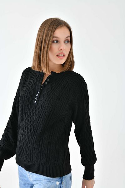 VOLT CLOTHİNG Pulover tricotat cu nasturi pentru damă