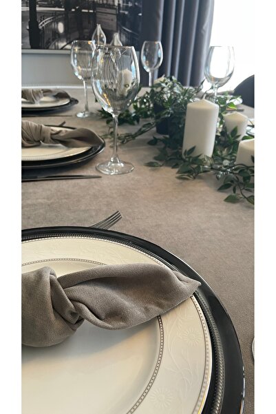 Decamor home 6-Piece Carefree Velvet Textured Gray Fabric Napkin