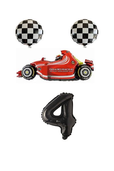 BEST PARTİ DOĞUM GÜNÜ PARTİ SÜSLERİ Race Car Number Foil Balloon Set Age 4