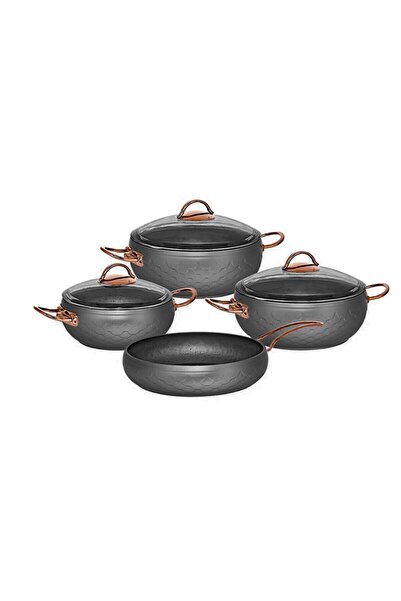 OMS Collection Espela Granit Tencere Takımı 7 Parça Antrasit