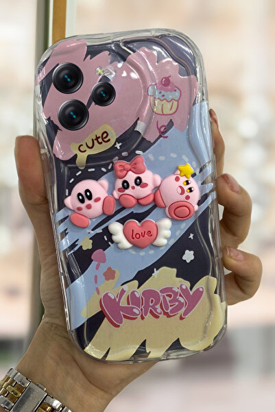 Deilmi Xiaomi Redmi 12 Uyumlu 3D Kirby Desenli Dalgalı Özel Çerçeveli Premium...