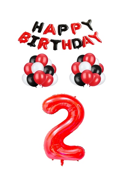 Generic Brand Black Red Happy Birthday Red Number Foil and Latex Balloon Set ...