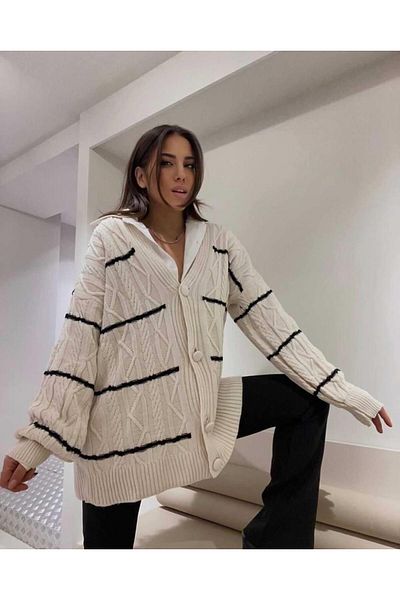 Modesto Stone Colored Stripe Cardigan