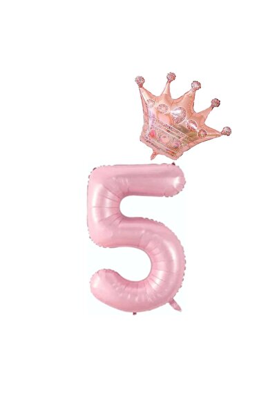 BEST PARTİ DOĞUM GÜNÜ PARTİ SÜSLERİ Pink Number King Crown Foil Balloon Set A...