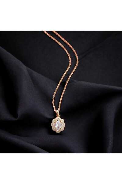 BS JEWELRY Oval Cut Zircon Stone Steel Necklace