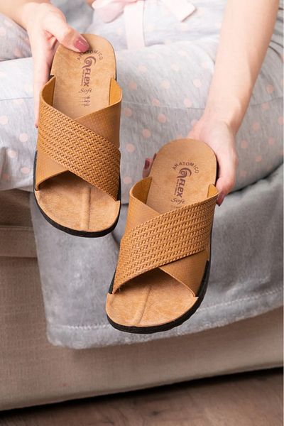 TERLİKLAND Καλοκαιρινές Ψάθινες Παντόφλες Home Street Beach Slippers Cross Slippers