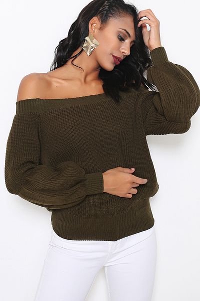 AVORWE Thessaloniki Knitted Boat Neck Balloon Sleeve Knitwear Sweater