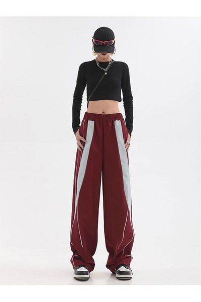 DEEFWEAR Y2k STRIP DETAIL UNISEX PARACHUTE TRACK PANTS / TROUSERS