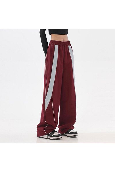 DEEFWEAR Y2k STRIP DETAIL UNISEX PARACHUTE TRACK PANTS / TROUSERS