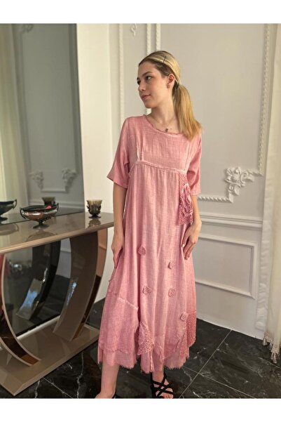 Bohemian Antique Look Stonewashed Cotton Authentic Long Dress