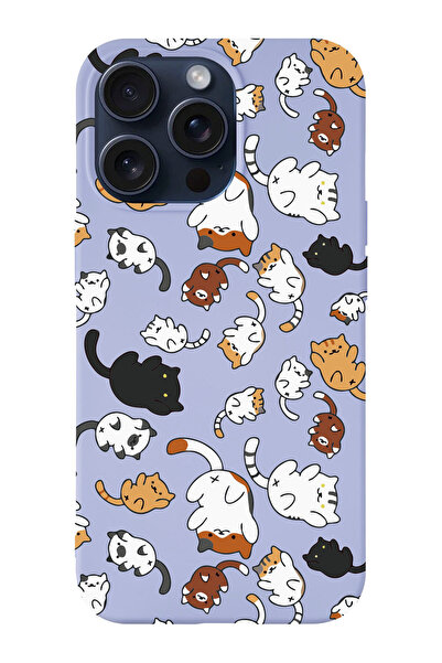 shoptocase Iphone 15 PRO Uyumlu Kedicikler Desenli Lansman Telefon Kılıfı