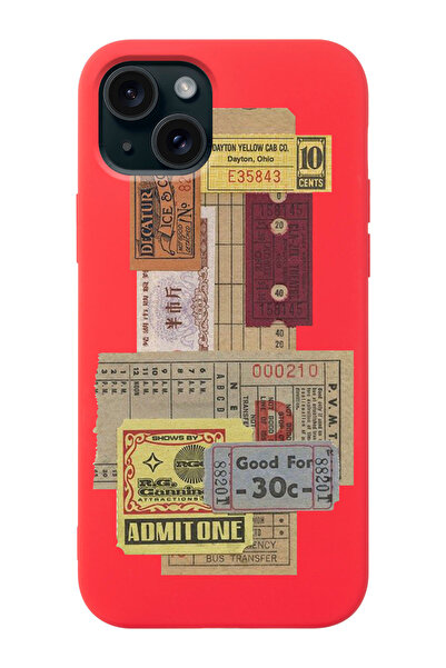 shoptocase Iphone 15 Uyumlu Pul Bilet Desenli Lansman Telefon Kılıfı