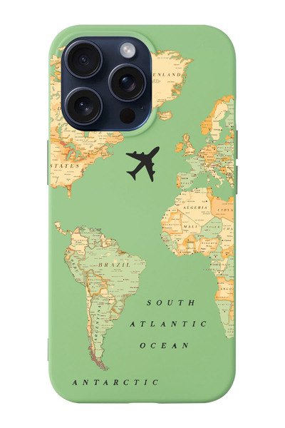 shoptocase Iphone 15 PRO MAX Uyumlu Eski Dünya Haritası Desenli Lansman Telef...