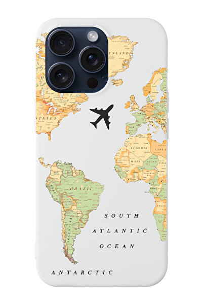 shoptocase Iphone 15 PRO Uyumlu Eski Dünya Haritası Desenli Lansman Telefon K...
