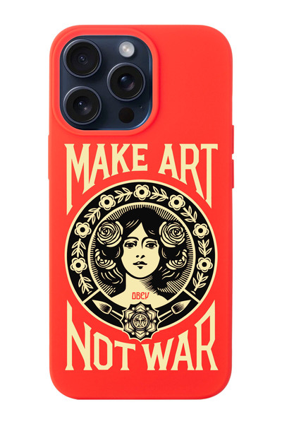 shoptocase Iphone 15 PRO Uyumlu Make Art Not War Desenli Lansman Telefon Kılıfı