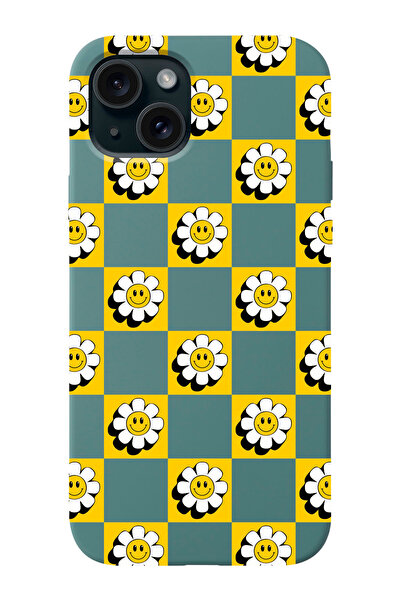 shoptocase Iphone 15 Uyumlu Dama Çiçekler Desenli Lansman Telefon Kılıfı