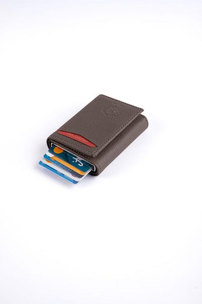 Paul Brand Polo Man's Mink Unisex Wallet Card Holder with Plenty of Cards, Paper Money Compartment and Automatic Mechanism PBU10822