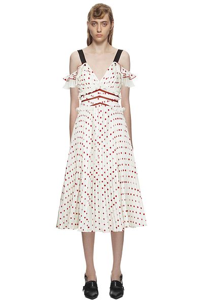 nish for you Red Polka Dot Midi Design Dress