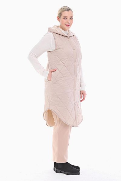 VETRE Women's Large Size Puffer Light Beige Quilted Vest 1035