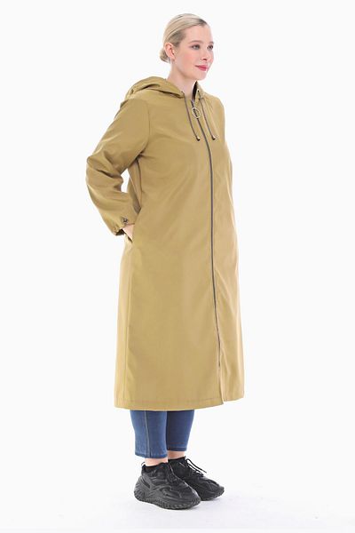 VETRE Women's Large Size Hooded Mink Long Trench Coat 1034