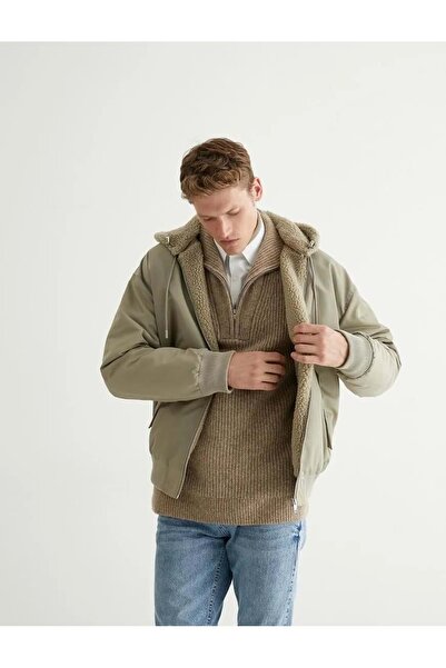 Koton Λούτρινο Αφαιρούμενο Φτερό Καμήλας με Κουκούλα In The Jacket 4wam20054hw