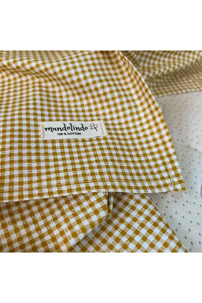 MundoLindo 100% Natural Cotton Gingham Single Elasticless 2 Piece Bed Sheet Set Mustard