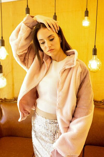 Nur OSKAY Pembe Bomber Peluş Ceket