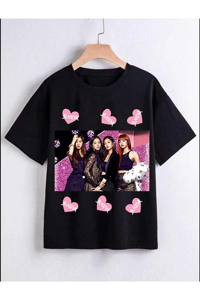 Pisa Art Детска тениска с щампа Blackpink в черно и розово