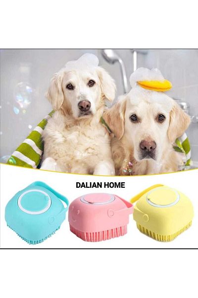 Dalian Home Silicone Cat Dog Pet Washing Brush with Shampoo Chamber Massage Brush