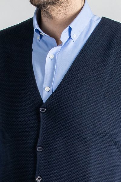 Sarar Interview Wraps Navy Blue Knitwear Vest