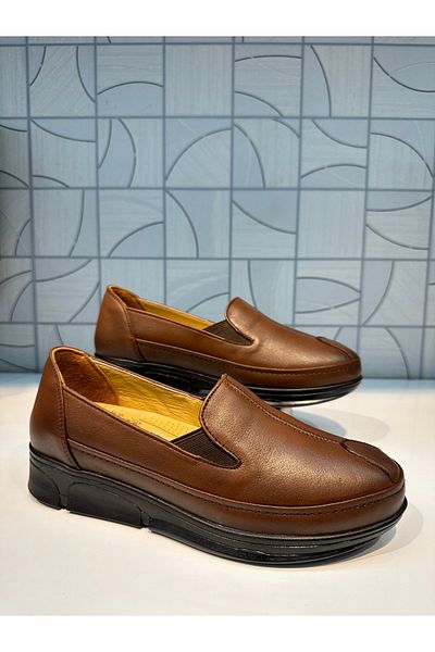 Anıl Ayakkabı Castle 42637 Women's Brown Genuine Leather Orthopedic Lightweight Summer Casual Shoes 36-41