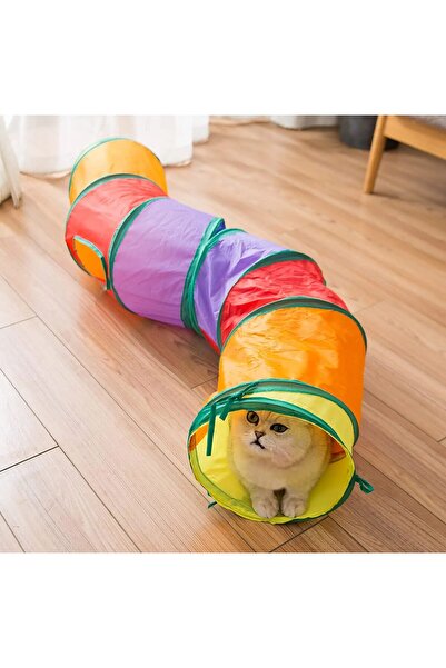 Busstier Rainbow Color Folding Cat and Dog Play Tunnel, Fun Pet Toy Tunnel
