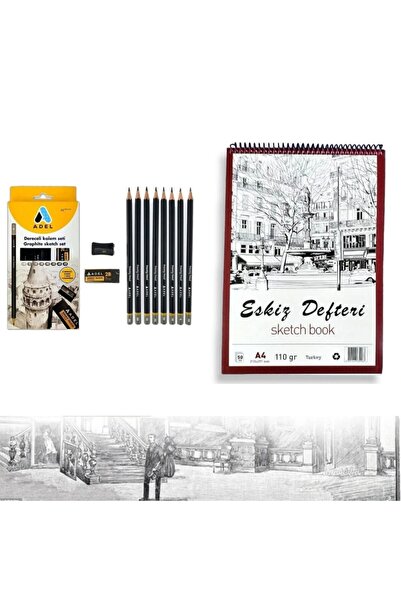 Art Tone Eskiz Seti Karakalem Çizim Seti Adel Dereceli Kalem seti ve Art Tone...