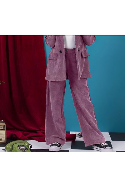 DMB BOYS & GIRLS Çaren Kids-Girls' Velvet Trousers - Waist Adjustable, Wide Leg, High Waist Girls' Velvet Trousers