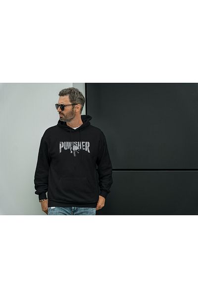 BEETON Hanorac oversize unisex cu glugă cu imprimeu Punisher