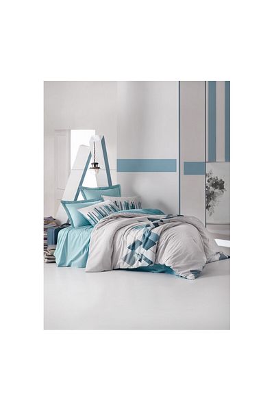 ŞENER HOME Cottonbox Mode Line - Set de lenjerie de pat Nesto Petrol pentru o singură persoană