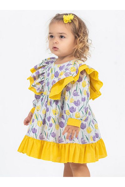 DIDuStore Model de rochie cu volane cu model de flori pentru fete si bebelusi