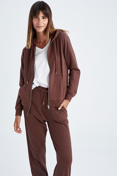 DeFacto Hooded Thin Sweatshirt Regular Fit Cardigan